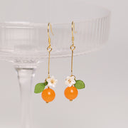 925 Silver Needle Orange Asymmetric Earrings – Stylish Gifts — 1