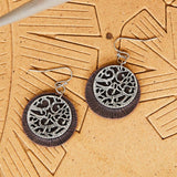 Vintage Round Two-tone Hammered Pendant Earrings – Jewelry Gift Ideas — 2