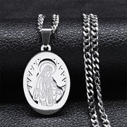 Gold-plated Oval Tag Virgin Mary Prayer Necklace – Jewelry Gift Ideas — 2