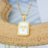 Stainless Steel Square Shell Zodiac Necklace – Jewelry Gift Ideas — 16