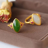 Hetian Jade Ring Silver Ancient Gold Grinding – Small Gift Ideas — 4