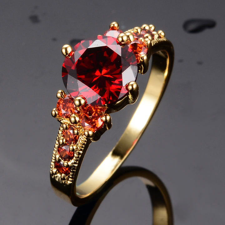 Rhinestone Zircon Four-claw Round Ring – Thoughtful Gifts — 1