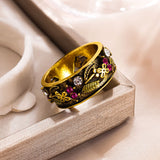Vintage Multicolor Cutout Flower Ring Plated – Gifts for Couples — 4