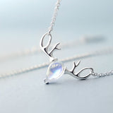 S925 Elk Necklace Forest Moonstone Pendant – Jewelry Gift Ideas — 1