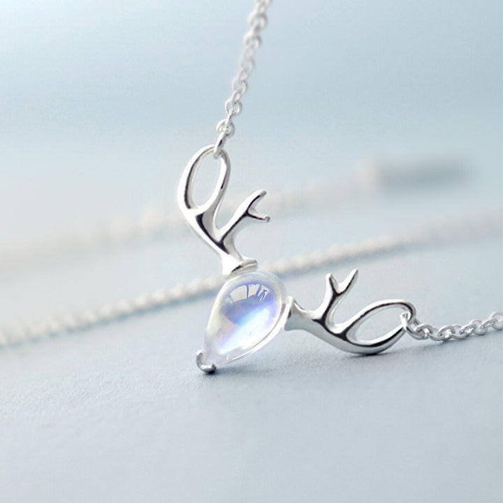 S925 Elk Necklace Forest Moonstone Pendant – Jewelry Gift Ideas — 1