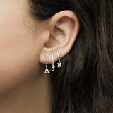 Zircon Inlaid Earrings Simple 26 English Letters Ear – Useful Gifts — 3