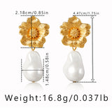 Women's Baroque Pearl Flower Pattern Stud Earrings – Gifts for Her — 2