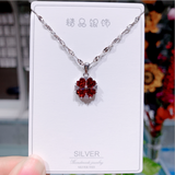 Sterling Silver Red Zircon Lucky Grass Collar Chain – Everyday Gifts — 2