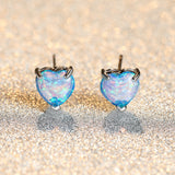 Platinum Opal Love Heart Stud Earrings Sweet – Gifts for Couples — 2