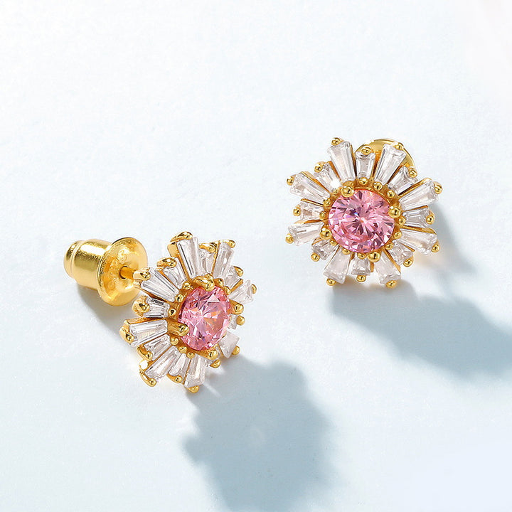 Women's Fashion Full Diamond Sun Flower Earrings – Stylish Gifts — 1