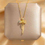 Simple 18K Gold-plated Tassel Bow Necklace – Jewelry Gift Ideas — 1