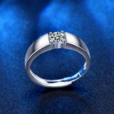 925 Sterling Silver Men's Platinum Moissanite Ring – Gifts for Him — 1
