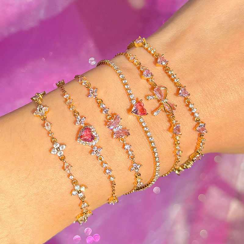 Sweet Bow Heart Rhinestone Bracelet Y2K Ins – Jewelry Gift Ideas — 1