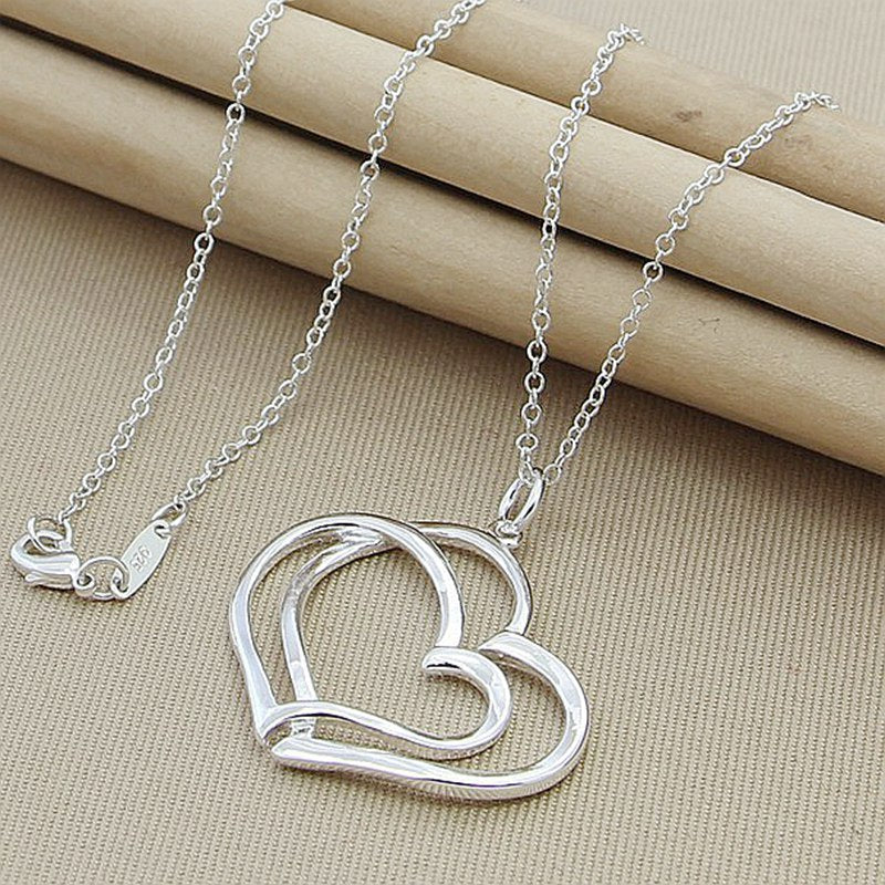 Silver-plated Double Peach Heart O-shaped – Jewelry Gift Ideas — 1