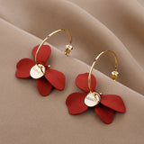 Silver Needle Net Red High-end Petal Earrings Trendy – Stylish Gifts — 4