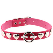 Women's Bar Hip-hop Heart Rivet Round Ring Leather – Gifts for Her — 16