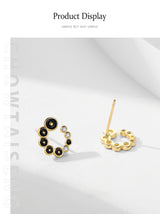 S925 Silver Black Round Micro Zircon-encrusted Stud – Practical Gifts — 13