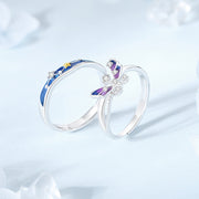 Starry Butterfly Lovers Couple Ring, Pure Silver – Gifts for Couples — 2
