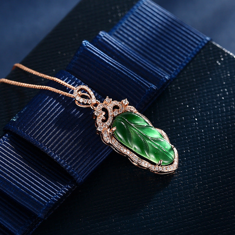 Jadeite Necklace With Gold Inlaid Branches – Jewelry Gift Ideas — 1
