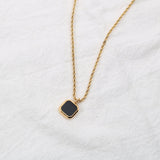 Womens Titanium Steel Simple Design Black Onyx – Jewelry Gift Ideas — 4