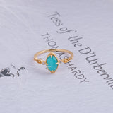 Women's Turquoise White Crystal Ring – Gifts for Her — 6