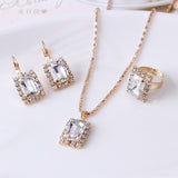 The Crystal Set Necklace Earring Ring Three-piece – Jewelry Gift Ideas — 12