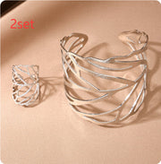 Creative Metal Design Sense Hollow Leaves Opening – Jewelry Gift Ideas — 8