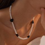 Women's Black Heart-shaped Glass Pearl Necklace – Jewelry Gift Ideas — 5