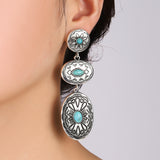 Vintage Western Wind Turquoise Oval Earrings – Meaningful Gifts — 2