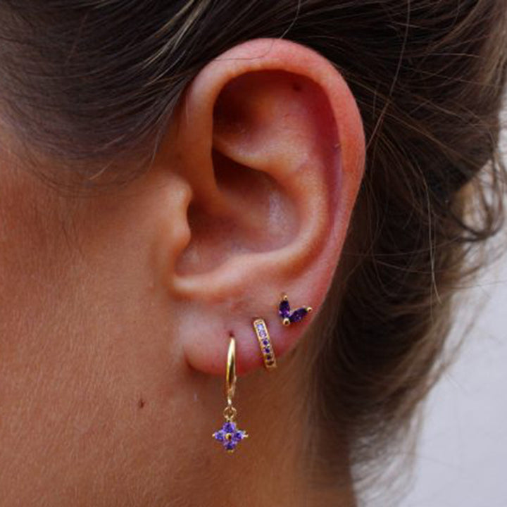 Women's Floral Clover Stacked Earrings Set – Gifts for Her — 1