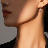 Sterling Silver Blue Artificial Diamond Earrings – Birthday Gifts — 1