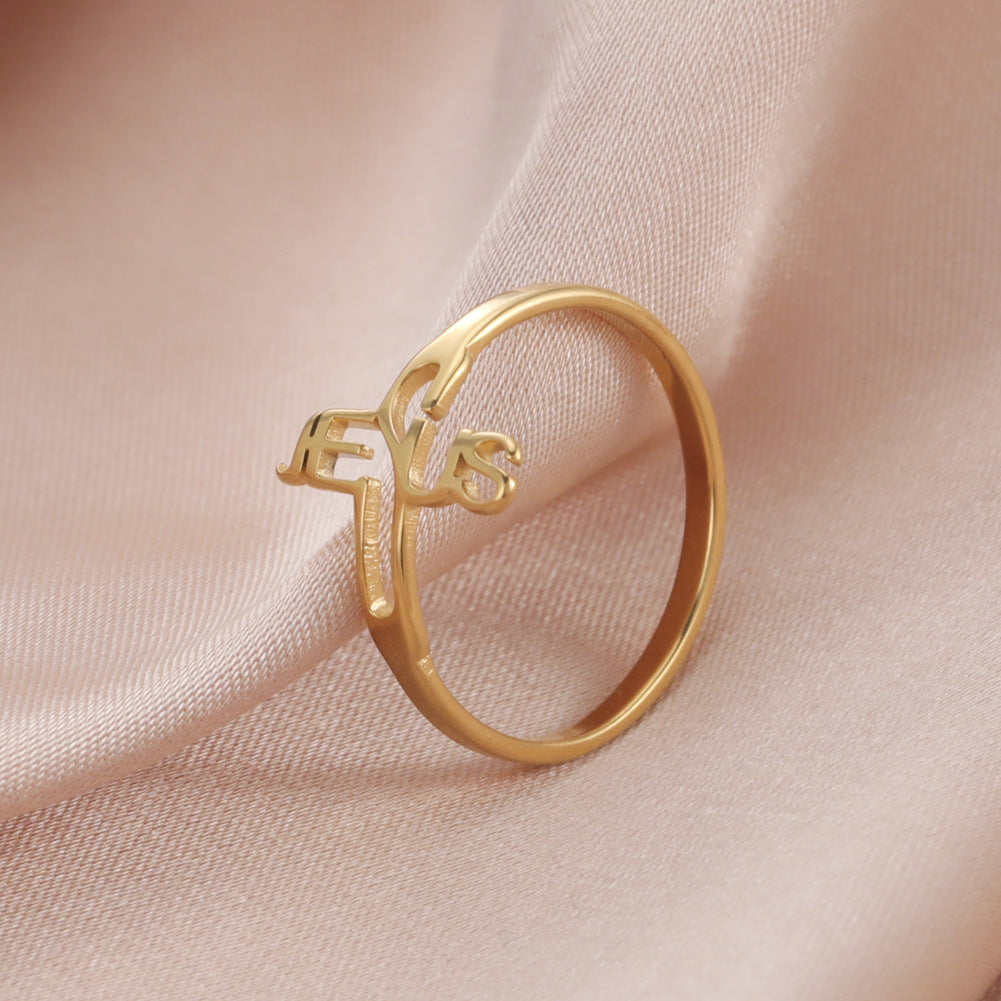 Simple Hollow Cross Interlaced Letter Women's Ring – Gifts for Her — 1