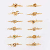 12yue Flower Birthstone Ring Copper Inlaid Zircon – Everyday Gifts — 3