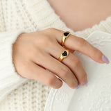 Women's Black Love Niche Design Ring – Gifts for Her — 1