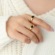 Women's Black Love Niche Design Ring – Gifts for Her — 1