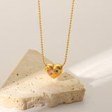 18K Gold Bead Chain With Zirconium Heart Shaped – Jewelry Gift Ideas — 4