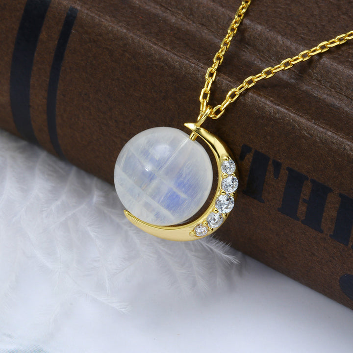 Fashion Dream Girl Moonstone Meniscus Necklace – Jewelry Gift Ideas — 1