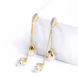 Silver Needle Pearl Long Sweet Earrings – Small Gift Ideas — 4