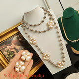 White Flower Pendant Long Necklace And Earrings – Jewelry Gift Ideas — 9