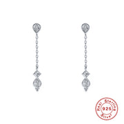 Sterling Silver Tassel Chain Diamond Earrings – Practical Gifts — 4