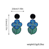Summer High-grade Oil Painting Blue Flower Earrings – Creative Gifts — 4