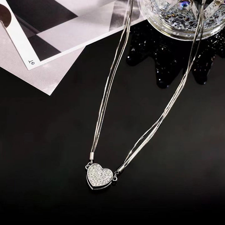 Diamond-embedded Love Multi-layer Magnet Necklace – Jewelry Gift Ideas — 1