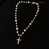 Personalized Diamond Cross Pearl Pendant – Jewelry Gift Ideas — 5