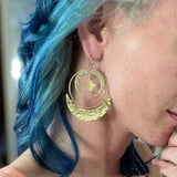 Fashion Gold Brass Sun Moon Pendant Earrings – Stylish Gifts — 6