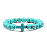 Blue Turquoise Cross Bracelet – Jewelry Gift Ideas — 9