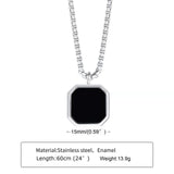 Stainless Steel Epoxy Black Square Pendant Men's – Jewelry Gift Ideas — 3