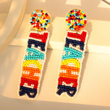Women's Colorful Teacher Letter Bead Earrings – Gifts for Her — 3