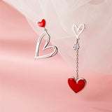 S925 Silver Needle Asymmetric Tassel Love Stud – Gifts for Couples — 2