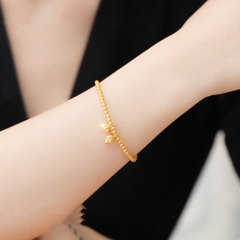 Women's Plain Chain Gold Bead Bracelet – Jewelry Gift Ideas — 1