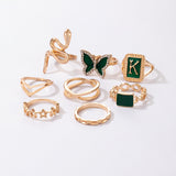 Ring Gold Green K Letter Snake Butterfly – Birthday Gifts — 2